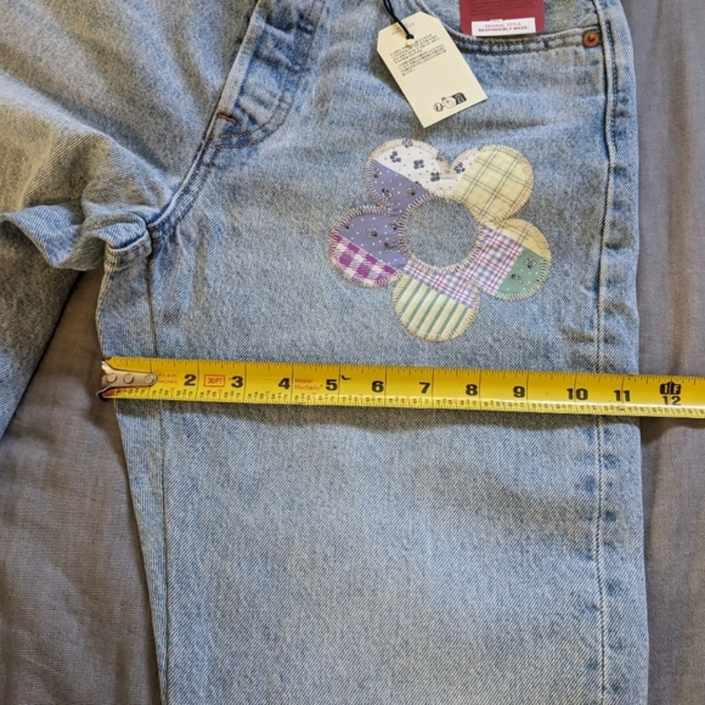Levi's 501 Jeans Patchwork Daisy Flower - Picture 5 of 12